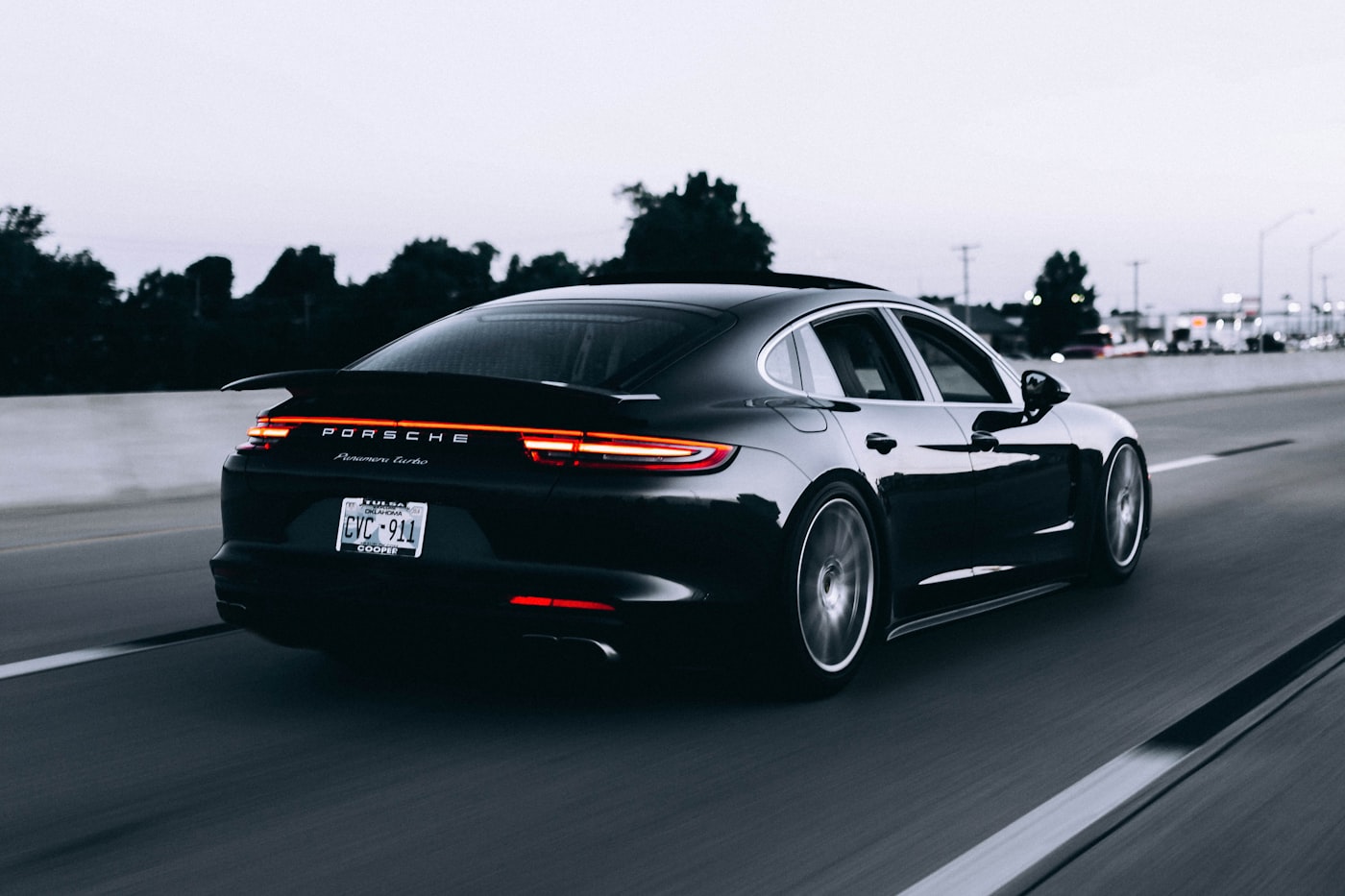 Side profile of a classic sports car at dusk